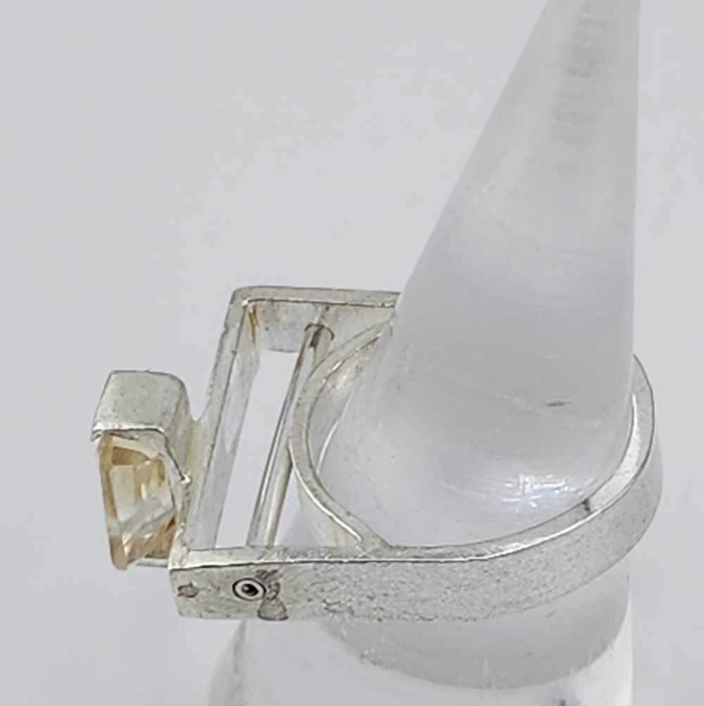 AVANT GARDE CITRINE EMERALS CUT RING HANDMADE IN STERLING SILVER SZ 7 - Picture 9 of 13